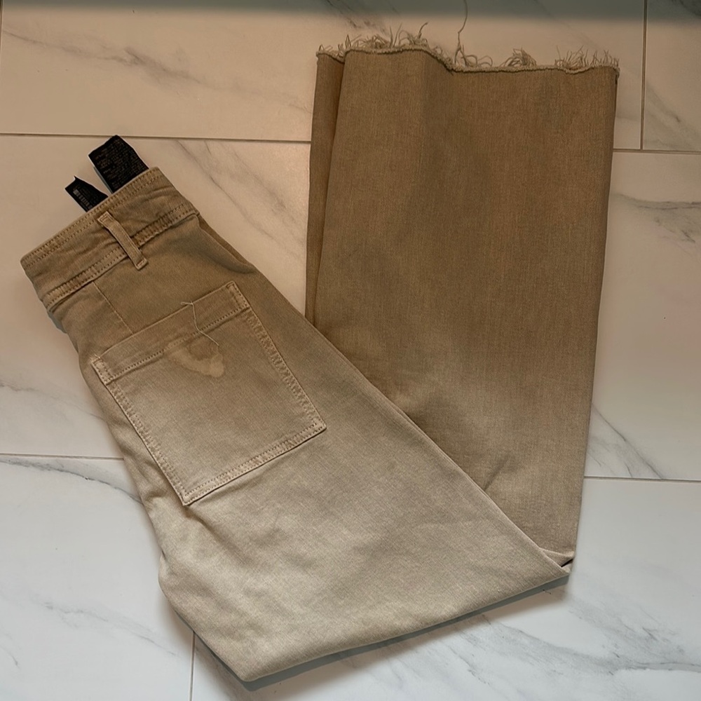 Zara Tan Flare Wide Leg Jeans